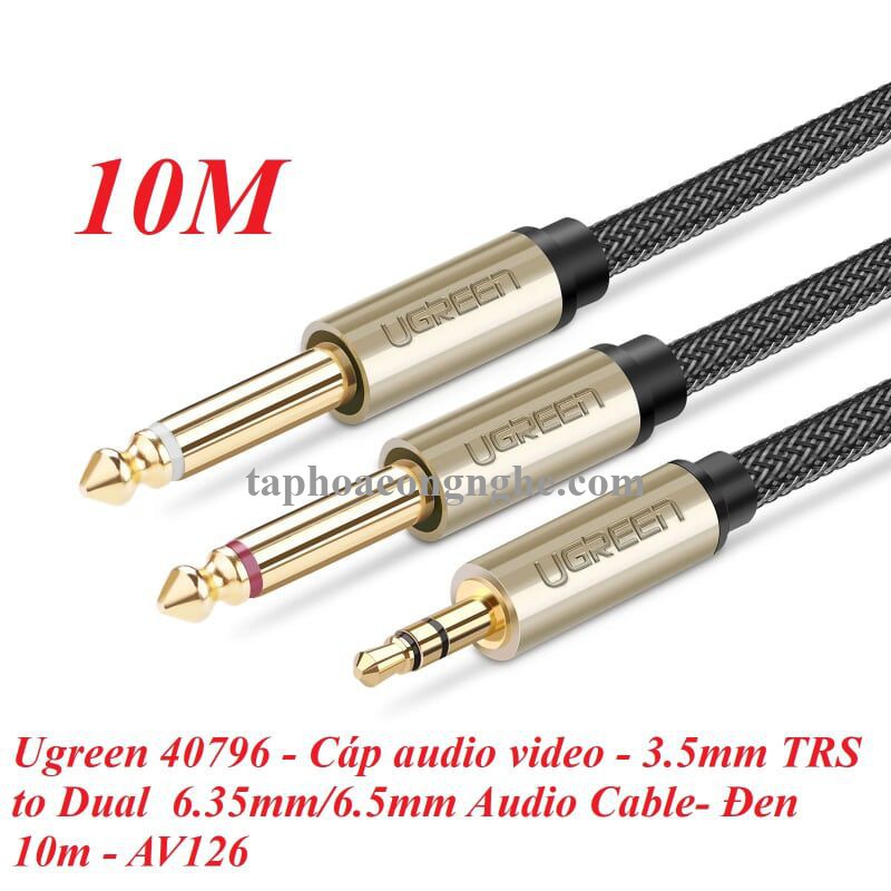 Ugreen 40796 10M Màu Đen Cáp âm thanh 2 đầu 6.5mm dương sang 3.5mm dương cao cấp AV126 30040796